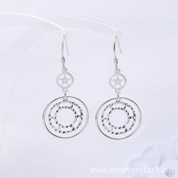 Jewelry Boho Large White CZ 925 Silver Earrings